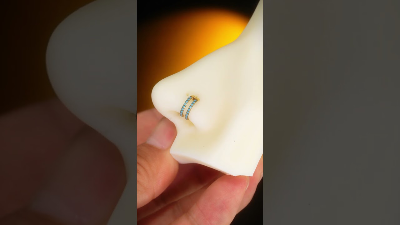 Double row turquoise nose ring! Perfect gift choice for protection and wisdom! 