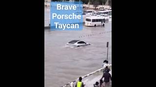 Brave Porsche Taycan Floats in Dubai #electriccar #porsche