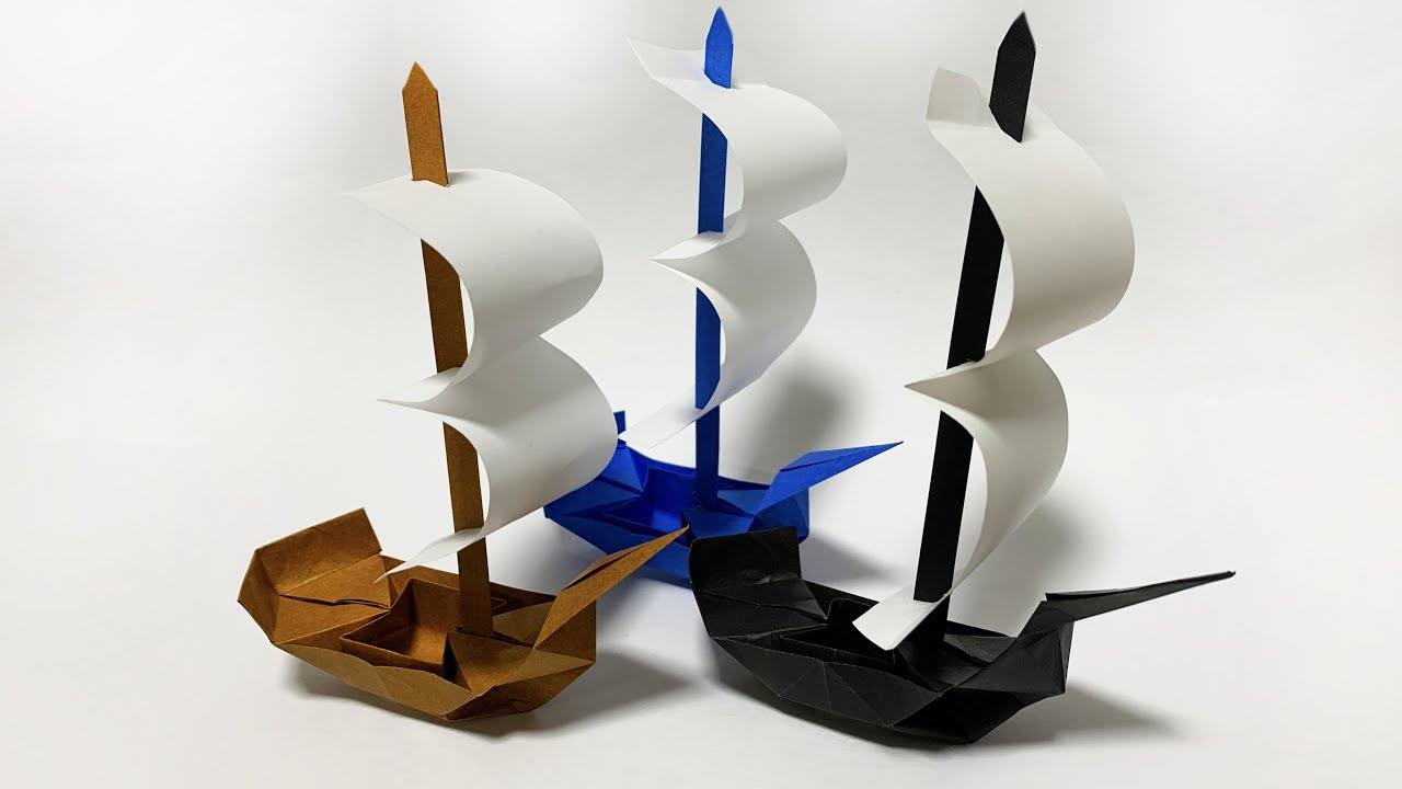 簡単折り紙】帆船🚢How to make paper sailing ship🚢#ボート#नाव