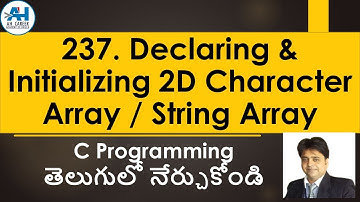 237.Declaring & Initializing 2d Character array/String Array | C Programming in Telugu
