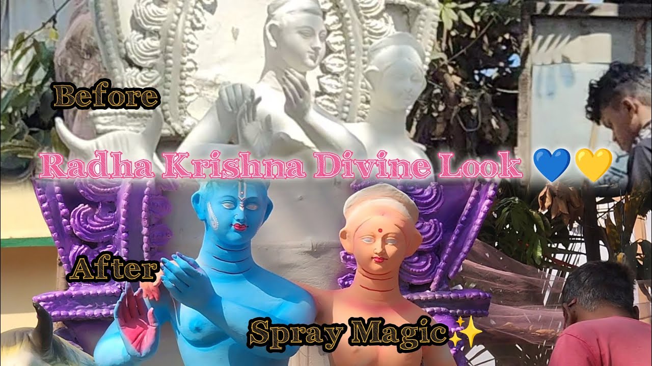 Spray diye Shree Krishna,Radhikar Gayer Rong Kora✨Complete Colouring Process#krishna #viralvideo #yt
