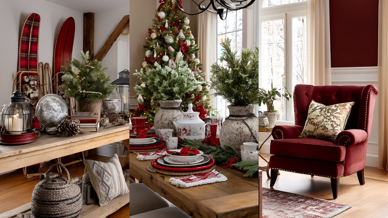 Классический уютный рождественский декор | Деревенские и элегантные идеи для тёплого праздничного...