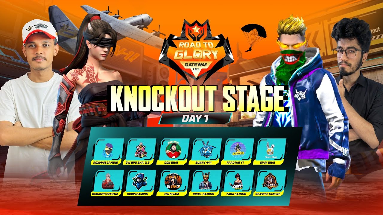 [🔴LIVE] ROAD TO GLORY GATEWAY 2026 | KNOCKOUT STAGE DAY 1 | FREE FIRE 