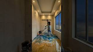 Luxury Bathroom Transformation | Glossy Epoxy Floor Makeover #shorts #satisfying #asmr #home