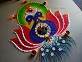 Twin peacock rangoli for Diwali | Creative and unique rangoli design for festivals