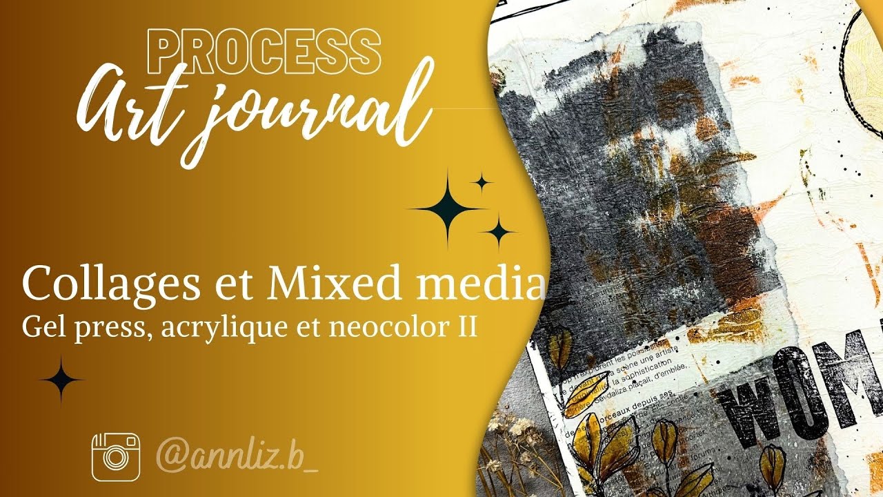 Collages, tamponnage sur fond de gel press