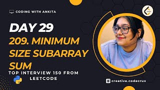 #day29 | 209. Minimum Size Subarray Sum | Medium | Top Interview 150 | Leetcode-209 | Python | Array