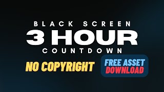3 Hour Countdown 4K Timer Black Screen – Free VFX Overlay for Editors