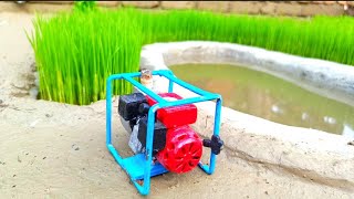 Watering rice plants by starting the water engine#tractor