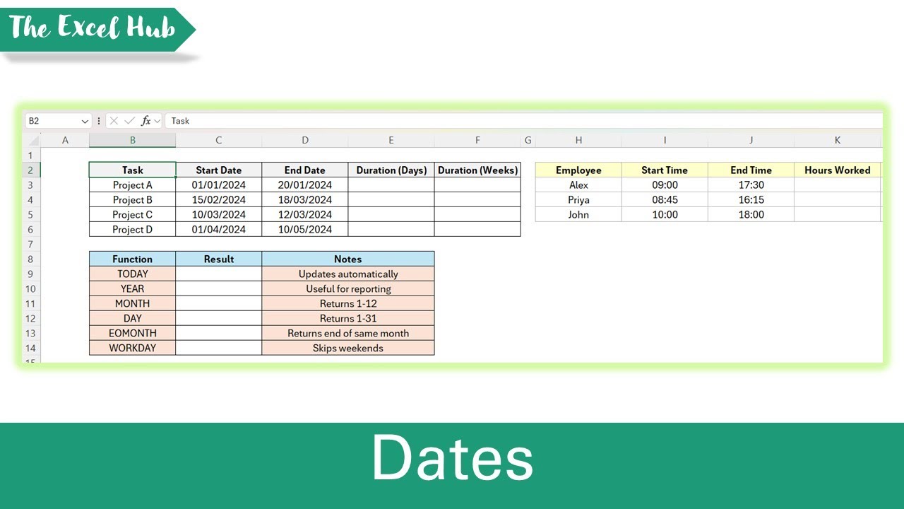 Excel для начинающих №5 – Работа с датами и временем в Excel (расчет дней, часов и длительности)