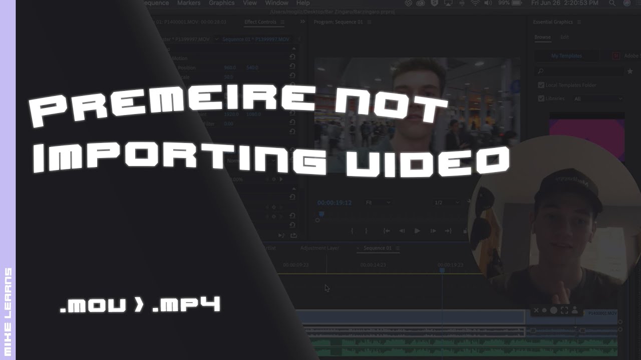 Premiere not importing screen recording mov video - how to import - YouTube