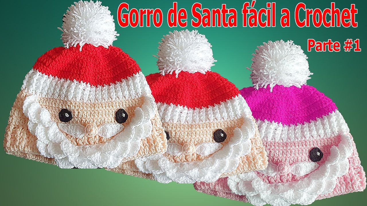 GORRO a Crochet para NIÑOS FACIL - Gorro de SANTA CLAUS Tejido de ganchillo parte #1 manualidades de animales
