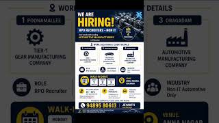 #RPORecruiter#HRJobs#AutomotiveJobs#RecruiterJobs#AnnaNagarJobs#NonITRecruiter