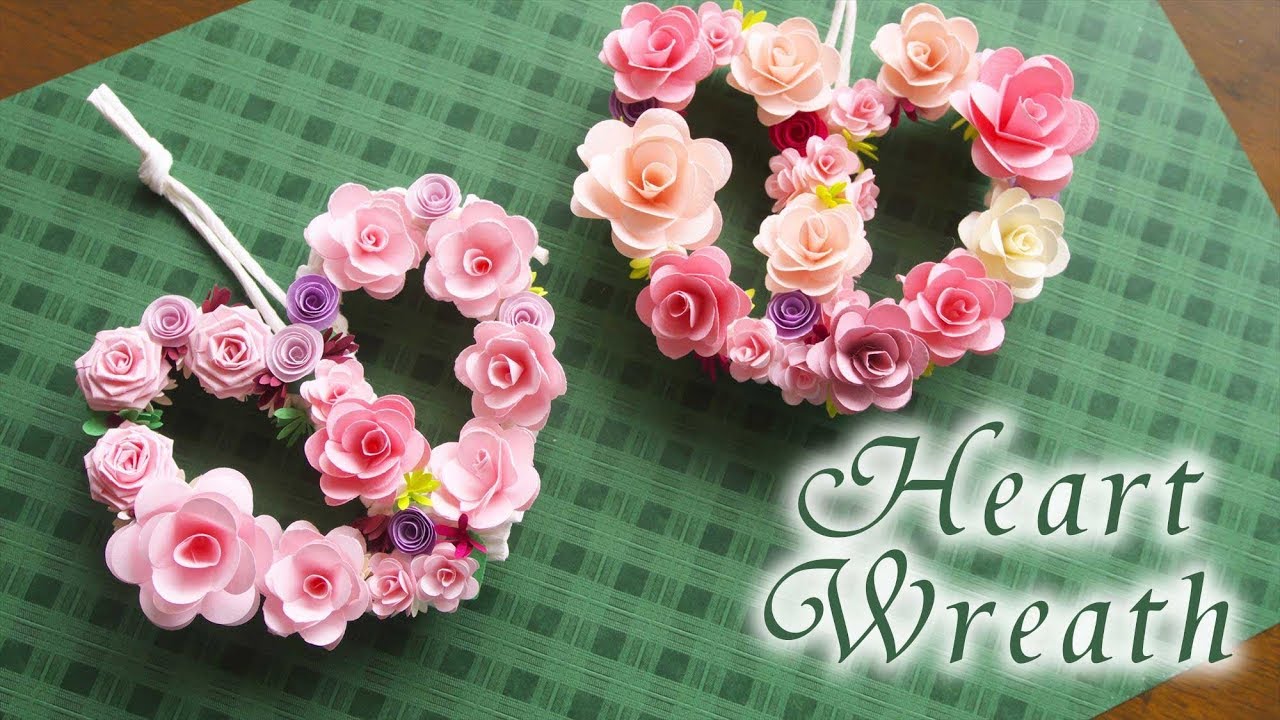 ハートが可愛いミニバラリースの作り方 ペーパーフラワー Diy Paper Rose Wreath Youtube