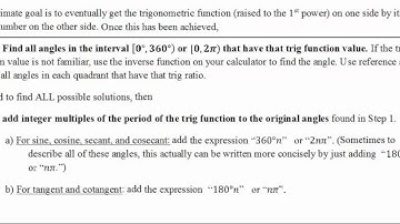 MATH 1316 Section 6.2: Overview of Methods used to Solve Trigonometric Equations