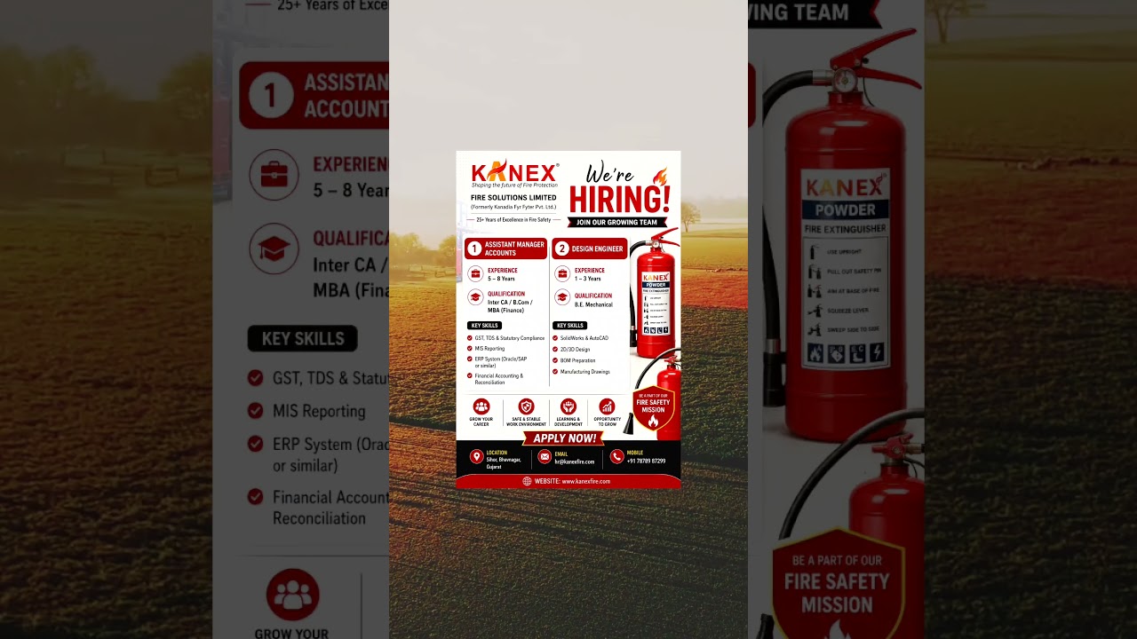 Kanex Fire Solutions | Accounts &amp; Design Engineer Information | Bhavnagar Update #Bhavnagar