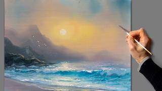 Oil Painting on Canvas Morning Sea Satisfying Art Timelapse Kunst Malerei Meer