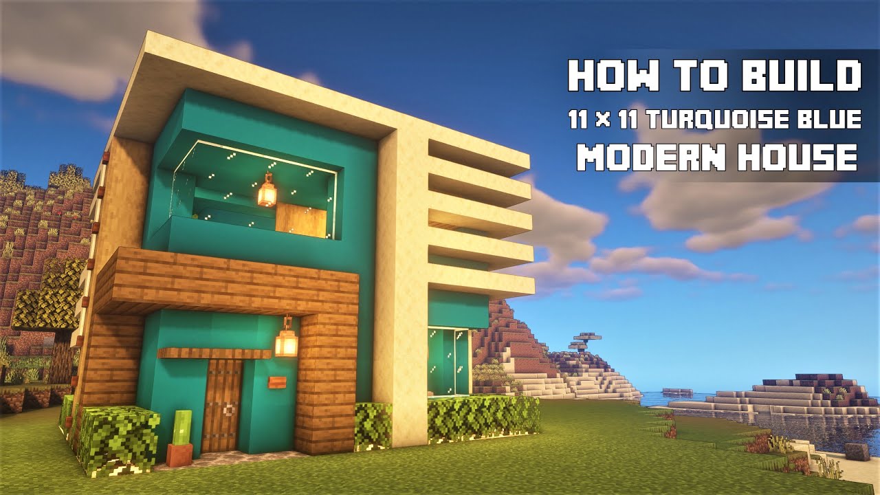Turquoise Minecraft Minecraft: 11×11 Turquoise Blue Modern House (How to Build: Relaxing ...