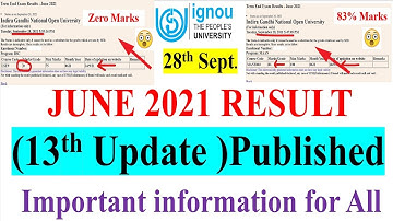 IGNOU JUNE 2021 Exam Result 13th Update Published, Important information For IGNOU Students