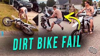 Guy Revs Dirt Bike Up, Drops Clutch Then Bike Takes off but He Can’t Let Go of Throttle