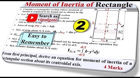 Moment of inertia of rectangle|2|by integration|first principle|fmd|3141907|gtu