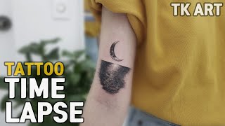Tattoo time lapse / black and grey / crescent moon / realistic tattoo / TK ART