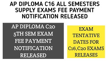 AP DIPLOMA C16 ALL SEMSTERS SUPPLY EXAMS,  C20 5TH SEM REGULAR EXAM FEE PAYMENT NOTIFICATION RELEASE