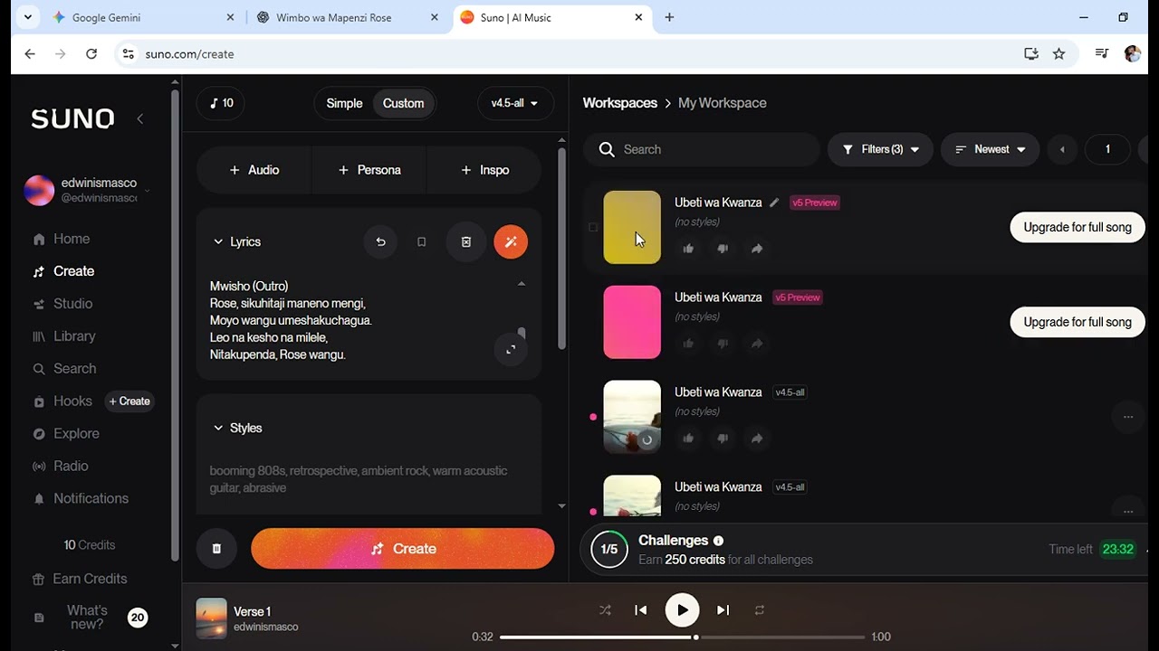 SUNO AI SONG LYRICS CREATION AND DEVELOPMENT