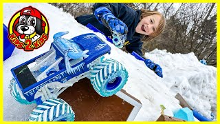 Monster Trucks in SNOW 🥶 Monster Jam Garage & FREESTYLE ARENA (YETI's Revenge)