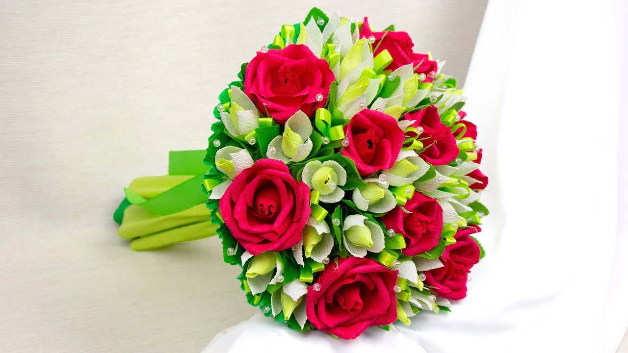 Делаем ручной букет из конфет в домашних условиях. Розы и подснежники