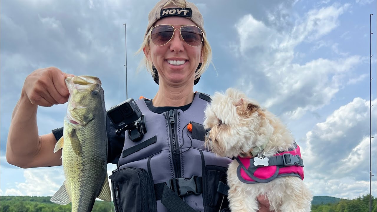Sea Doo Fish Pro on Baxter Lake in Rochester NH… Stella’s first ride