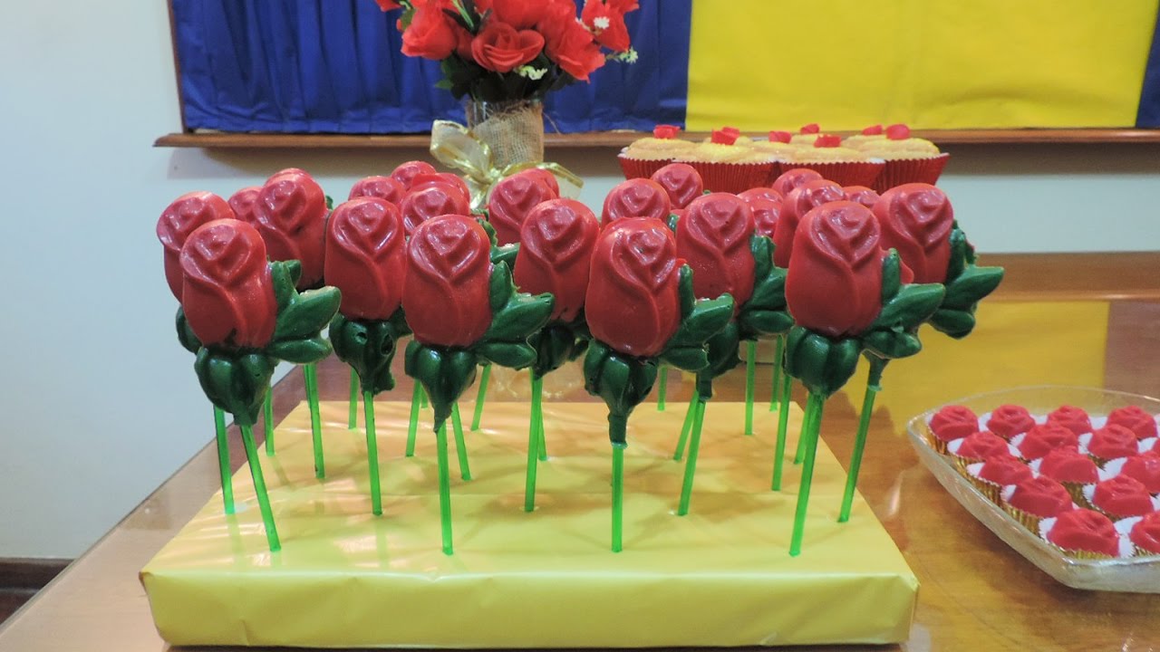 DIY: Pirulitos de chocolate colorido - Flor A Bela e a Fera.