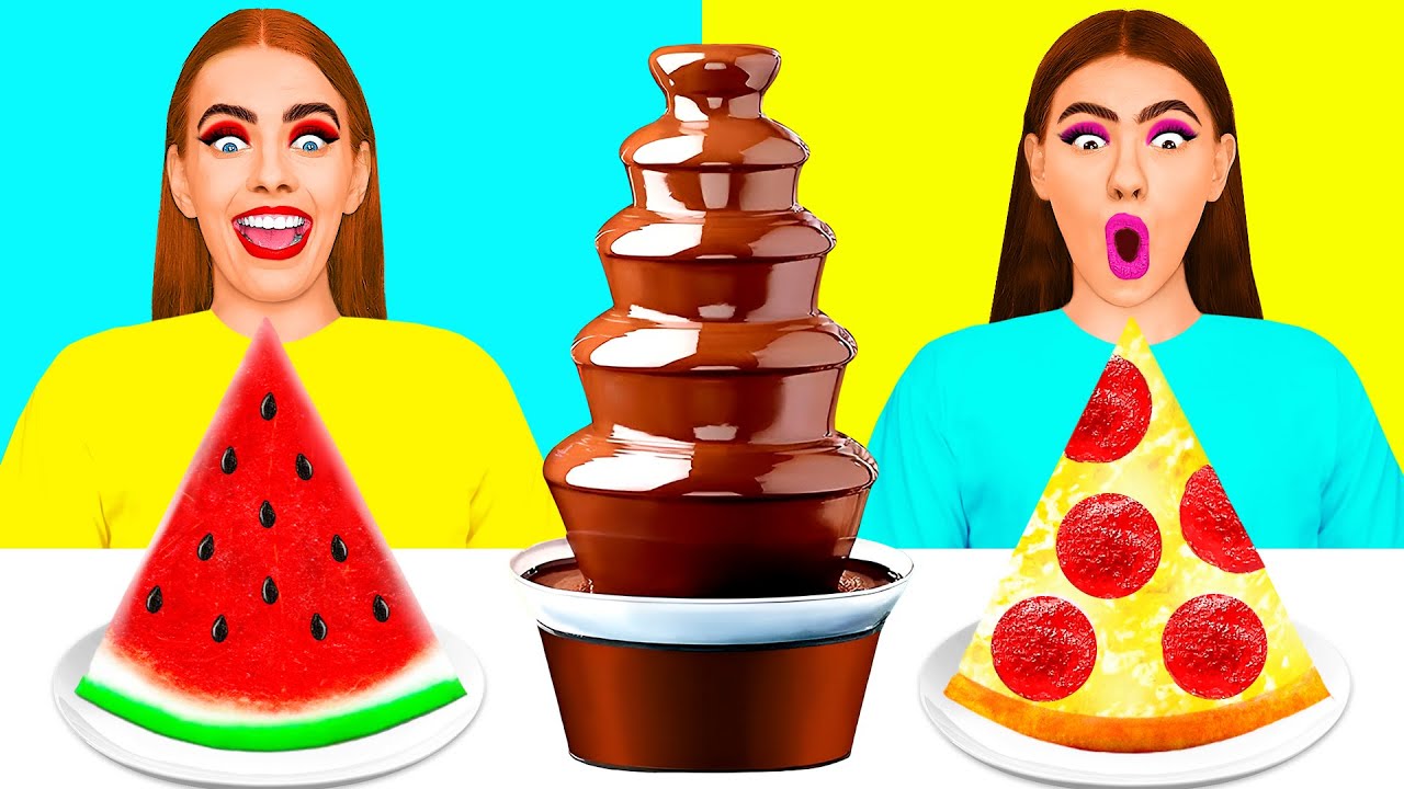Chocolate Fountain Fondue Challenge Funny Food Challenges by