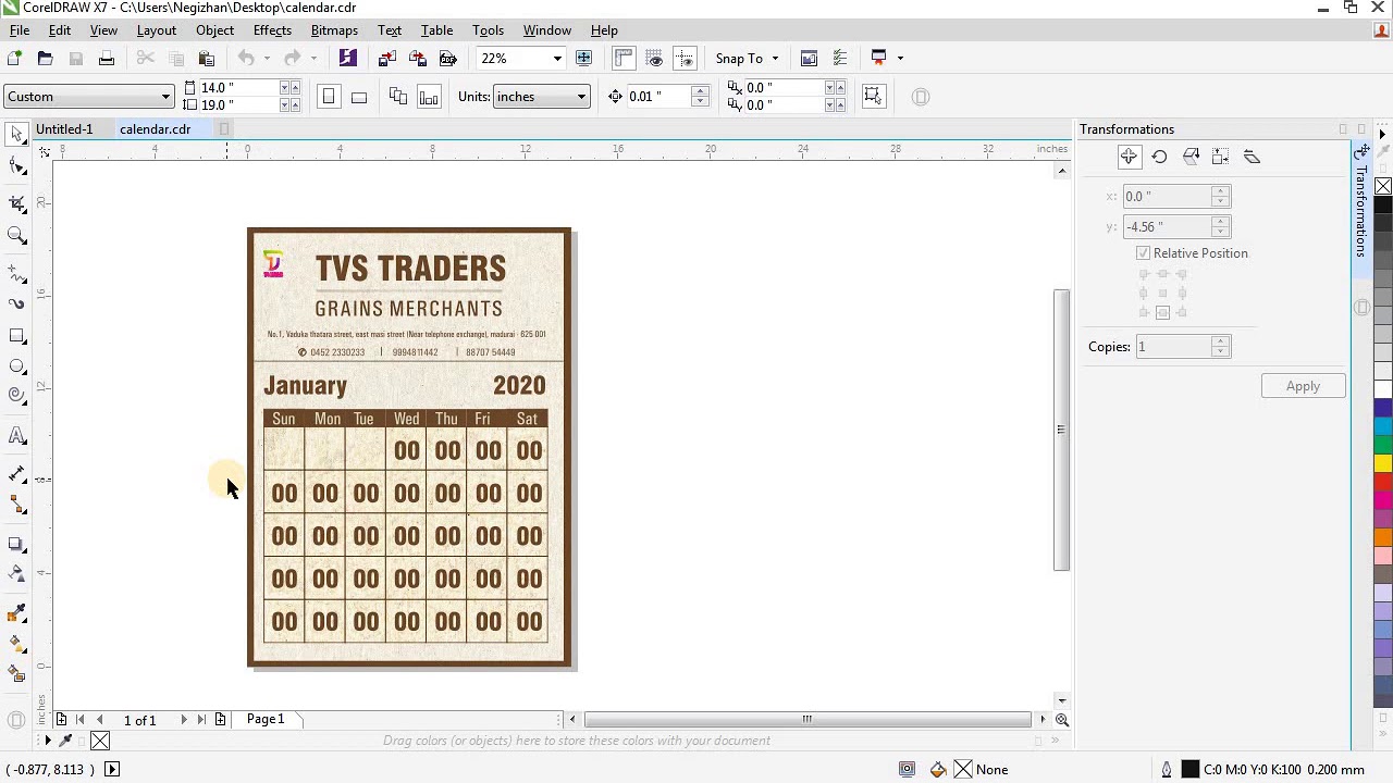 Free 2020 calendar (Monthly) Cdr File