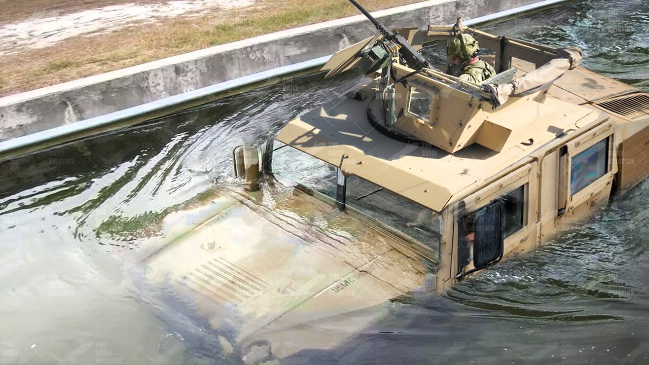 ⁣US Marines Tortures Their Humvee During Extreme Deep Water Training