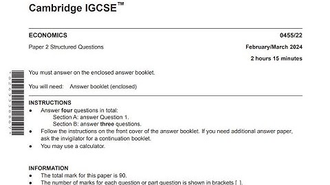 IGCSE Economics | Paper 2 | Feb/March 2024 | Section A | 0455/22