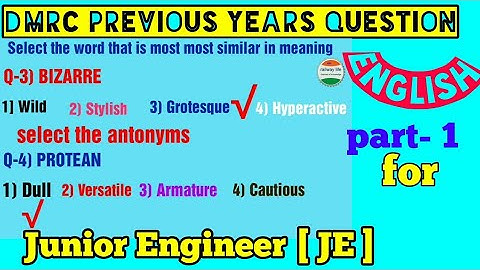 dmrc previous years Question | English for junior engineer part-1