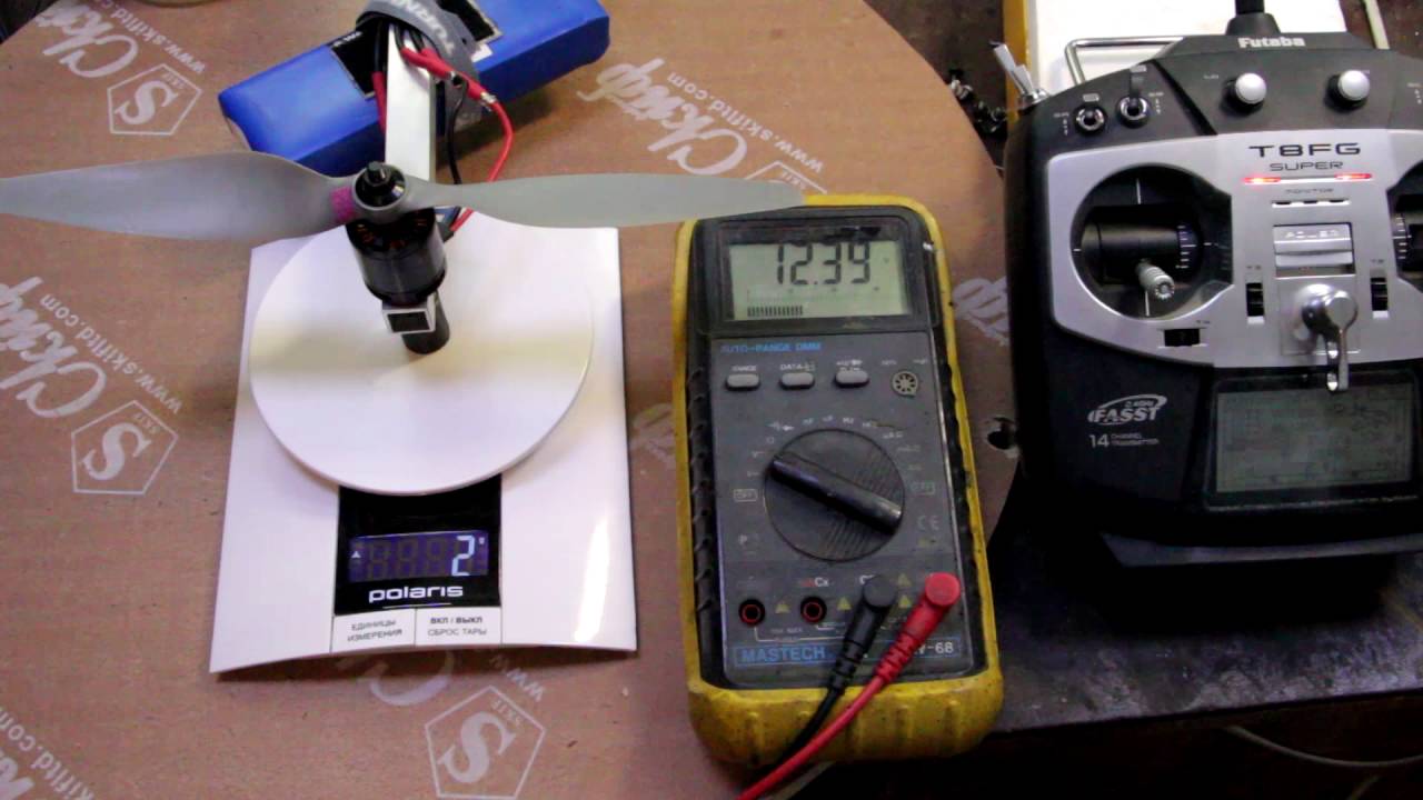 Тест мотора SunnySky  X2216 9 1100 banggood Thrust Testing
