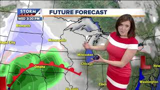Increasing clouds, colder Monday