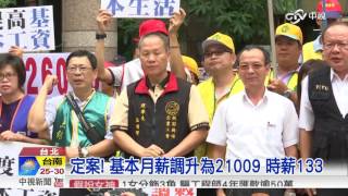 定案! 基本月薪調升為21009 時薪133│中視新聞 20160908
