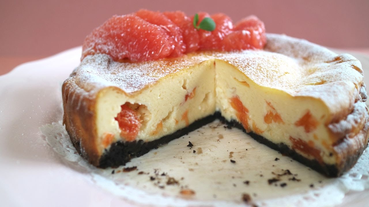 Grapefruit Baked Cheese Cake グレープフルーツベイクドチーズケーキ Youtube