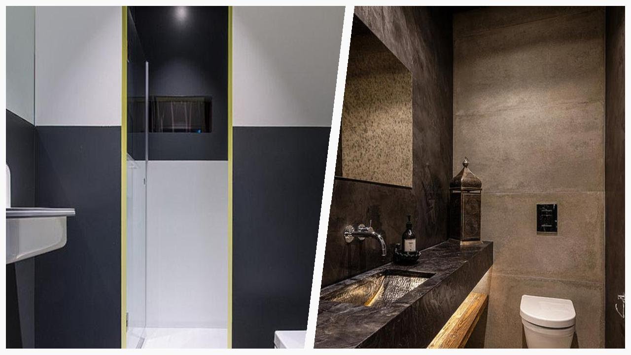 75 Beautiful Black Concrete Floor Powder Room Design Ideas #569 🖤 - YouTube