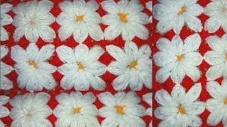 Woolen Shiuli Flower Bhorat Ason Design -How To Make Sitting Mat Design,, (Asa crafts)