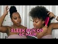 HOW TO: SLEEK BUN ON SHORT 4B NATURAL HAIR WITH NO HEAT | TOP KNOT BUN | TWA