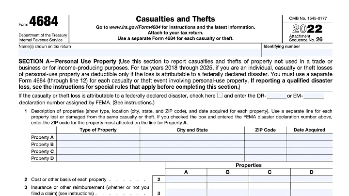IRS Form 4684 walkthrough (Casualty & Theft Losses)