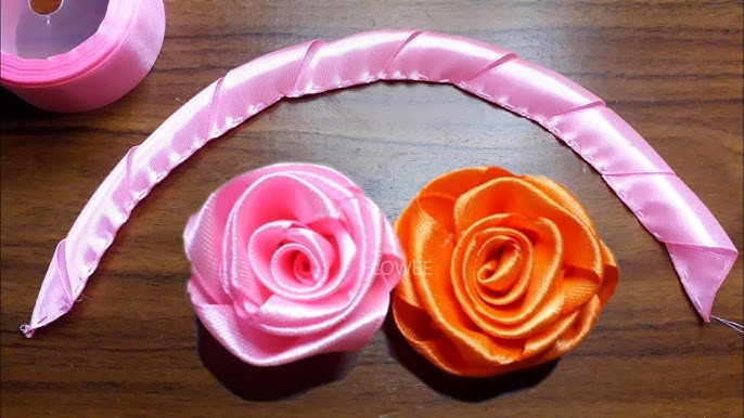 Como hacer una Rosa de cinta. Ribbon rose. 