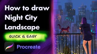 How to draw city night landscape (Procreate) - Quick and easy for beginners