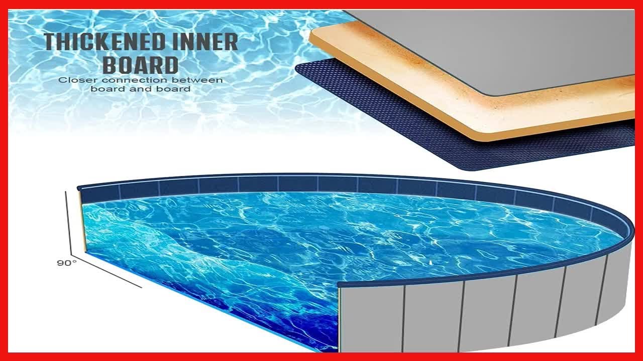 Juegoal 63"x 12" Foldable Dog Pools for Large Dogs, Kids Swimming Pool with Hard Plastic, Wading