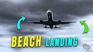 Plane Landing at SXM Airport While Passing Close to Beach Goers