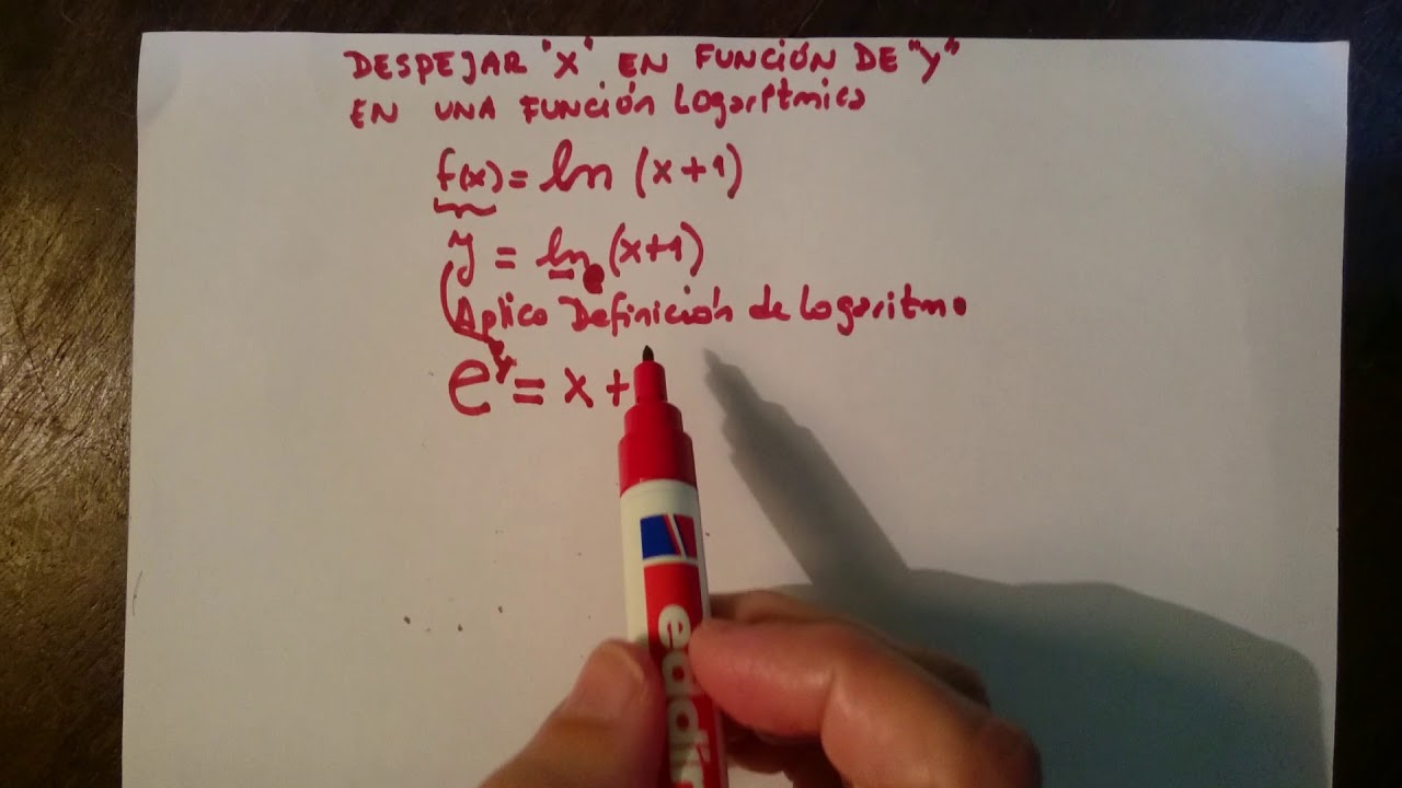 Despejar "X" en función de "y" en una función logarítmica YouTube